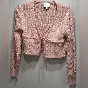 Pink Rose Blush Cable Knit Cardigan